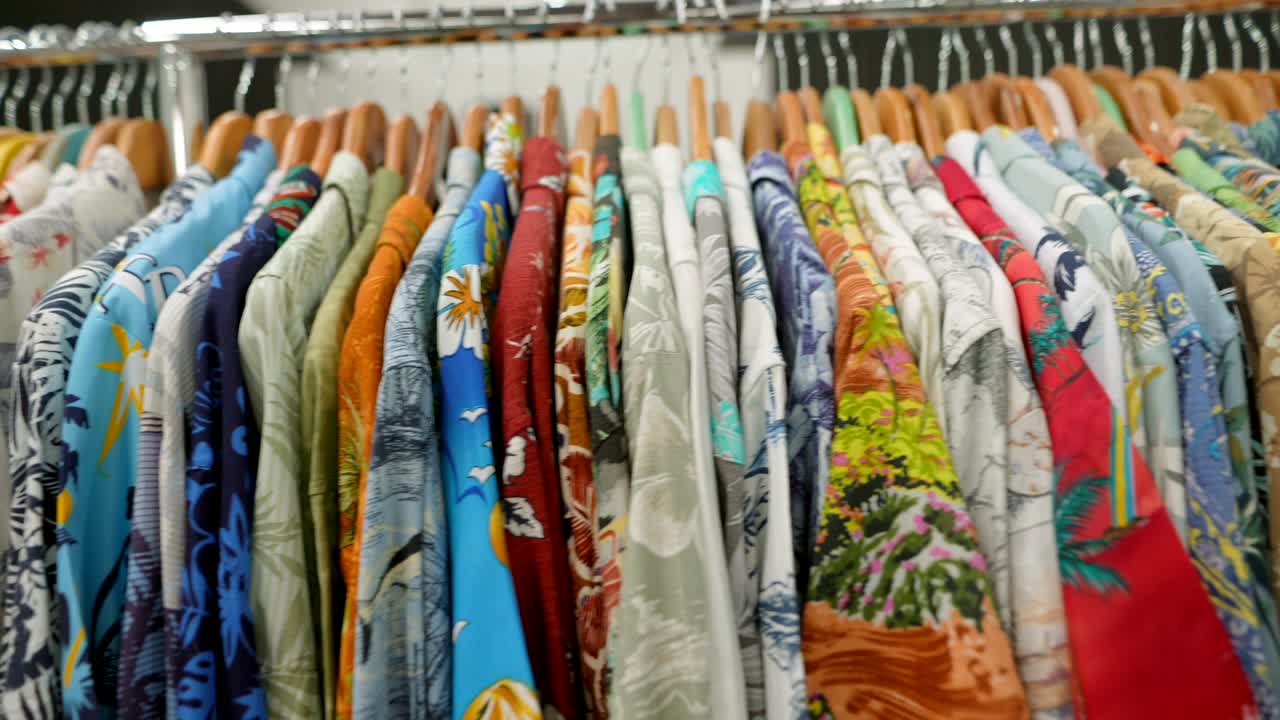 Assorted clothing on a rack