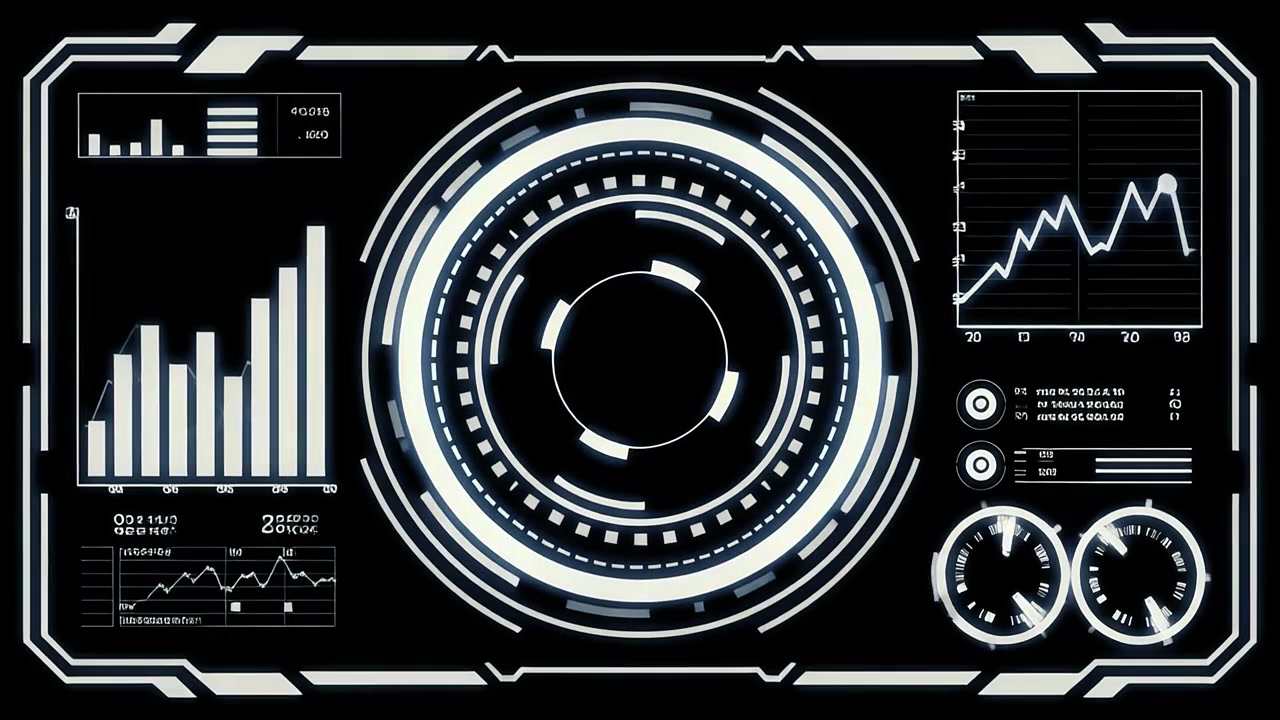 High-Tech Futuristic Interface with Animated Data Visualizations