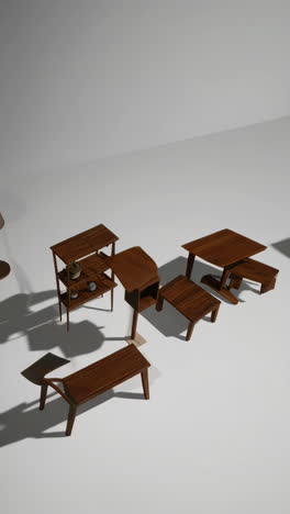 collection of modern wooden furniture pieces