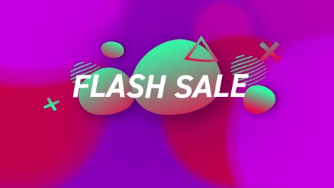 Animation-of-flash-sale-text-and-geometric-shapes-on-purple-and-red-background
