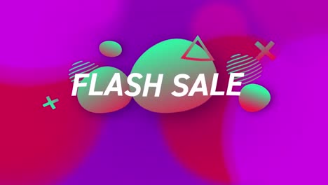 Animation-Von-Flash-Sale-Text-Und-Geometrischen-Formen-Auf-Violettem-Und-Rotem-Hintergrund