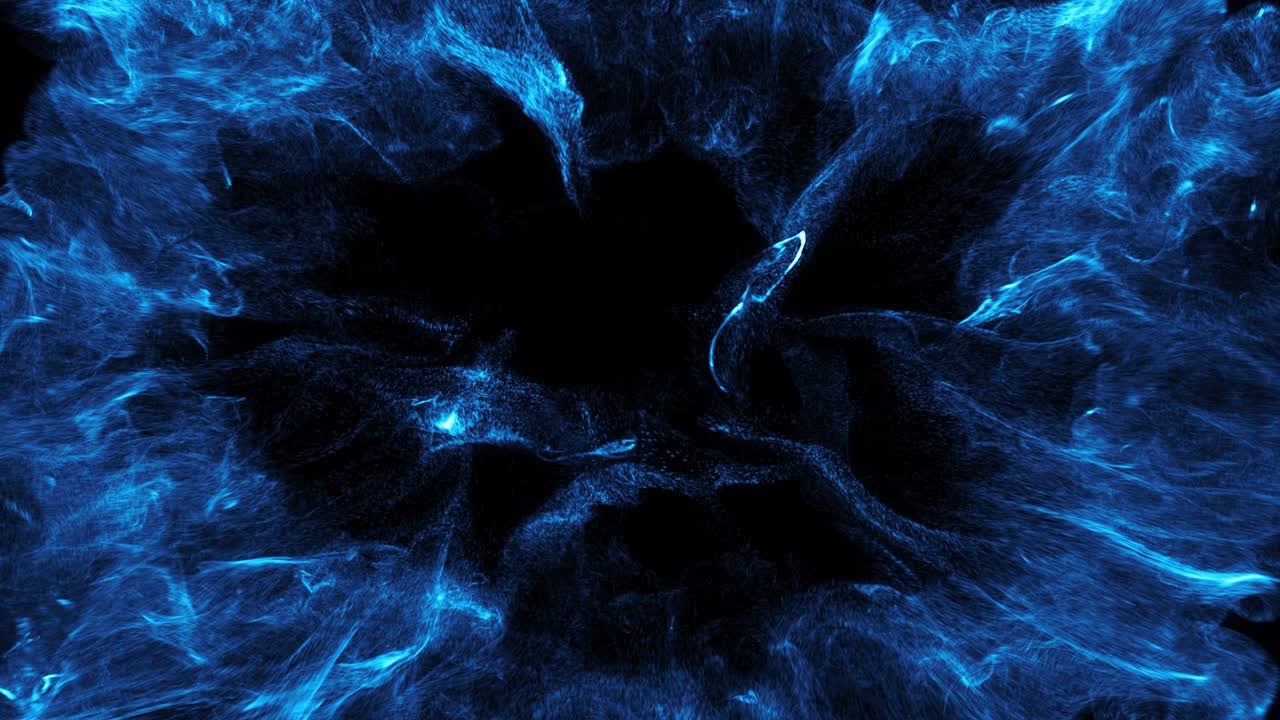 Dynamic Blue Particle Explosion Effect on Black Background