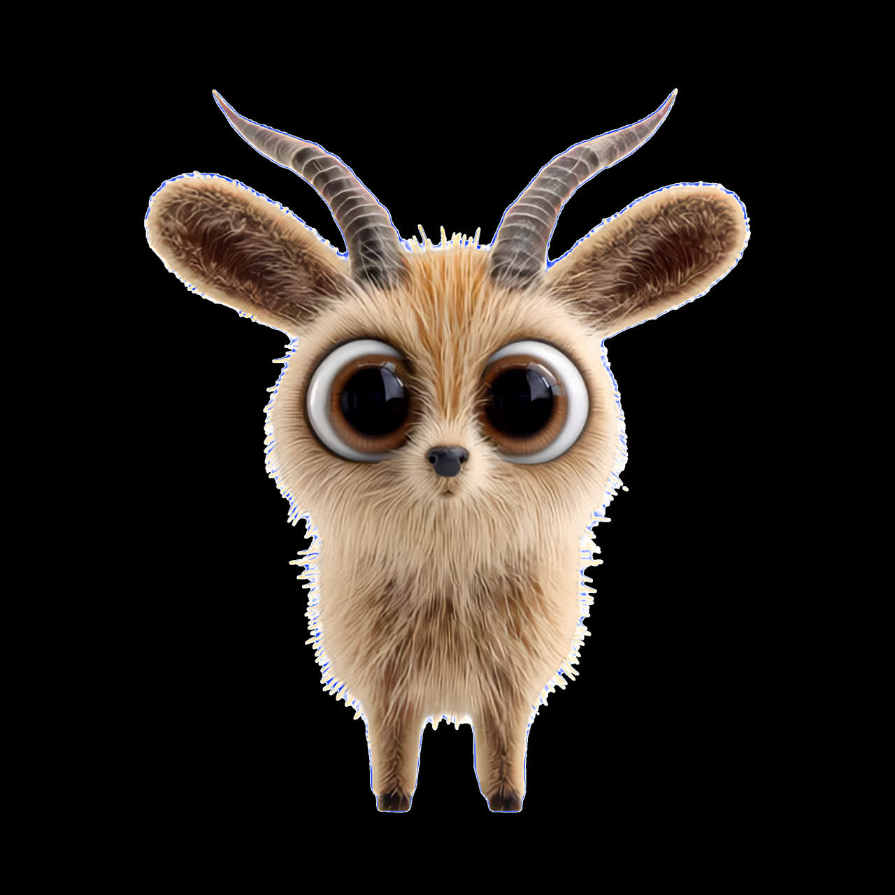 Cute whimsical furry creature animation isolated asset, transparent 4K video, alpha channel, ProRes