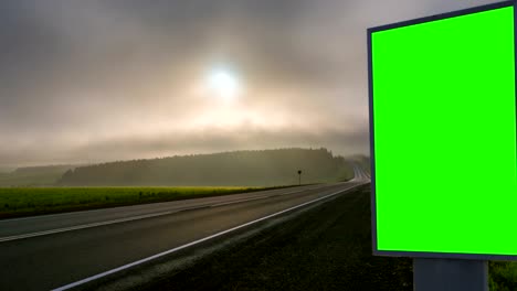 billboard green screen about high-speed roads. timelapse