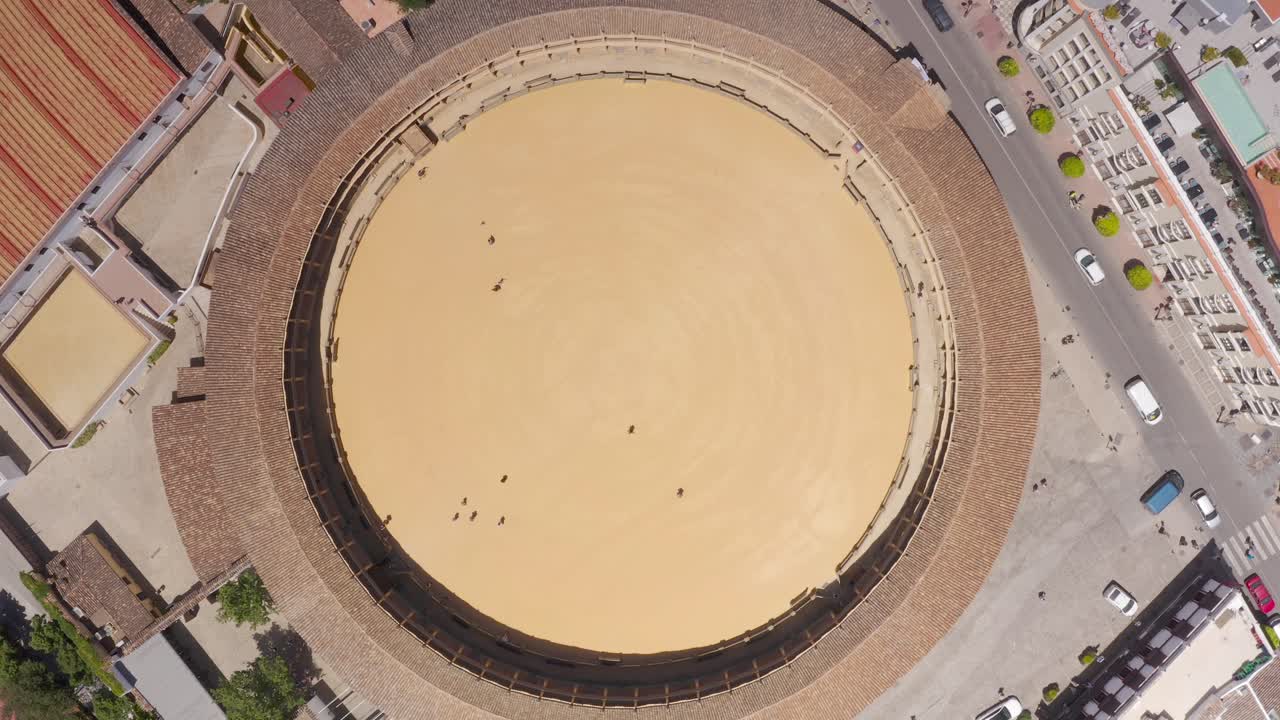 Aerial View of a Bullring in a Spanish City