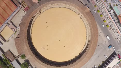 aerial view of a bullring in a spanish city
