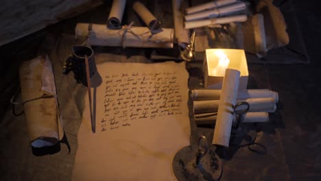 Burning-candlelight-and-old-papyrus-paper-in-ancient-times.