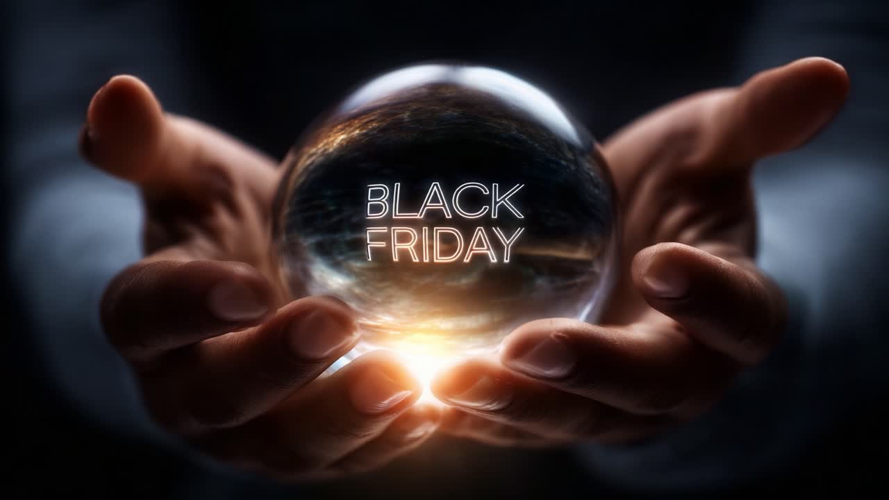 A Captivating Crystal Orb Illuminating the Phrase 'Black Friday', Symbolizing Anticipation and Excitement for Upcoming Deals and Promotions During the Holiday Shopping Season