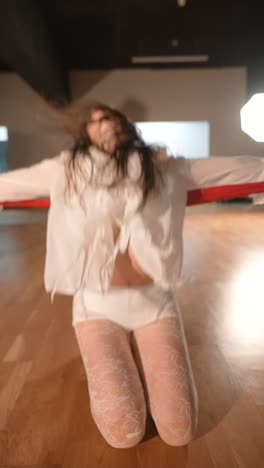 woman dancer in white outfit