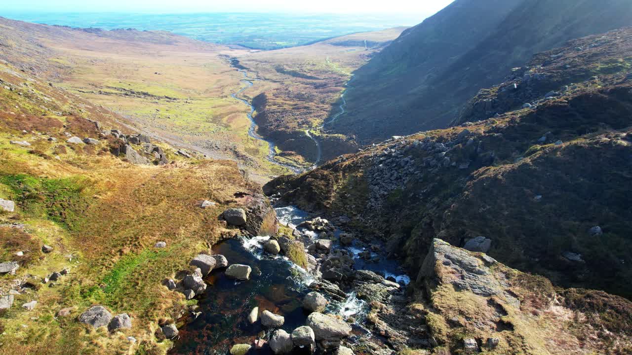 Comeragh Mountains Waterford view from the top of the Mahon Falls down the valley to the sea epic locations and landscapes