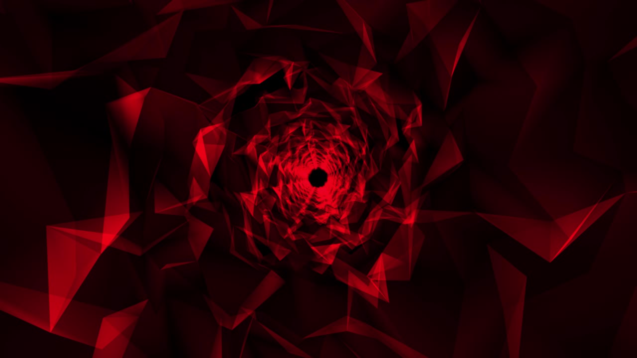 red low poly grid triángulo de forma geométrica animación de túnel. cuadrícula poligonal retro sin costuras futurista bucle de fondo abstracto 4k.