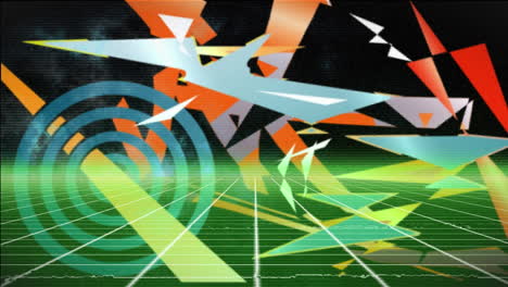 animación de gráficos geométricos coloridos sobre un fondo negro