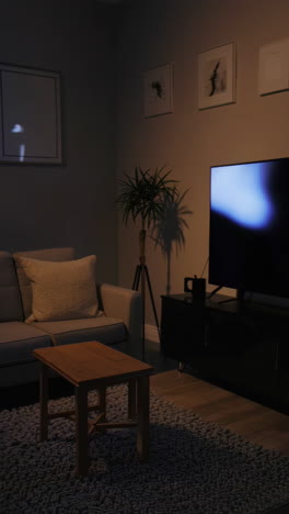 living room at night with tv