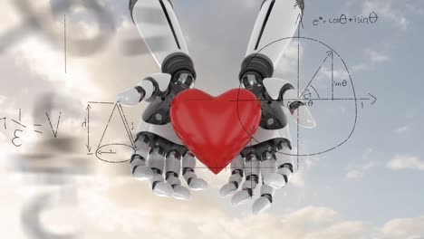 robot arms holding a heart