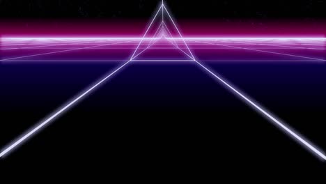 túnel de triángulo de onda sintética de fondo retro renderizado en 3d