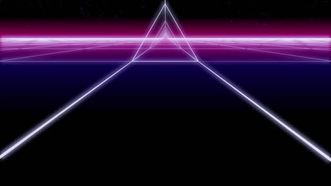 synthwave triangle tunnel retro background 3d render