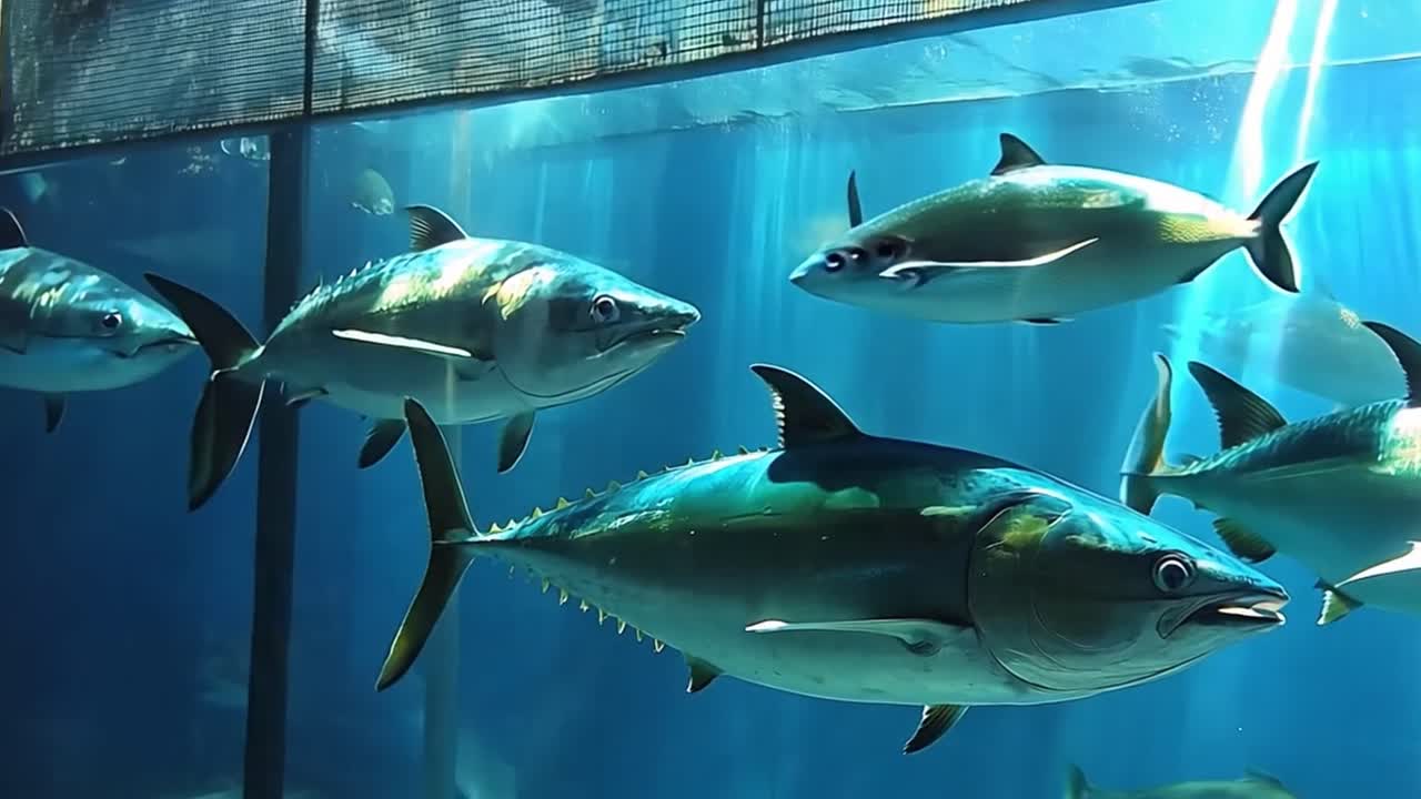 School of Tuna in Aquarium