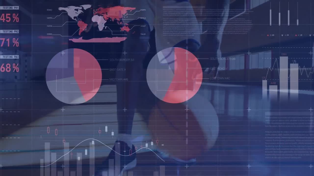 バスケットボール選手に関する統計とデータ処理のアニメーション