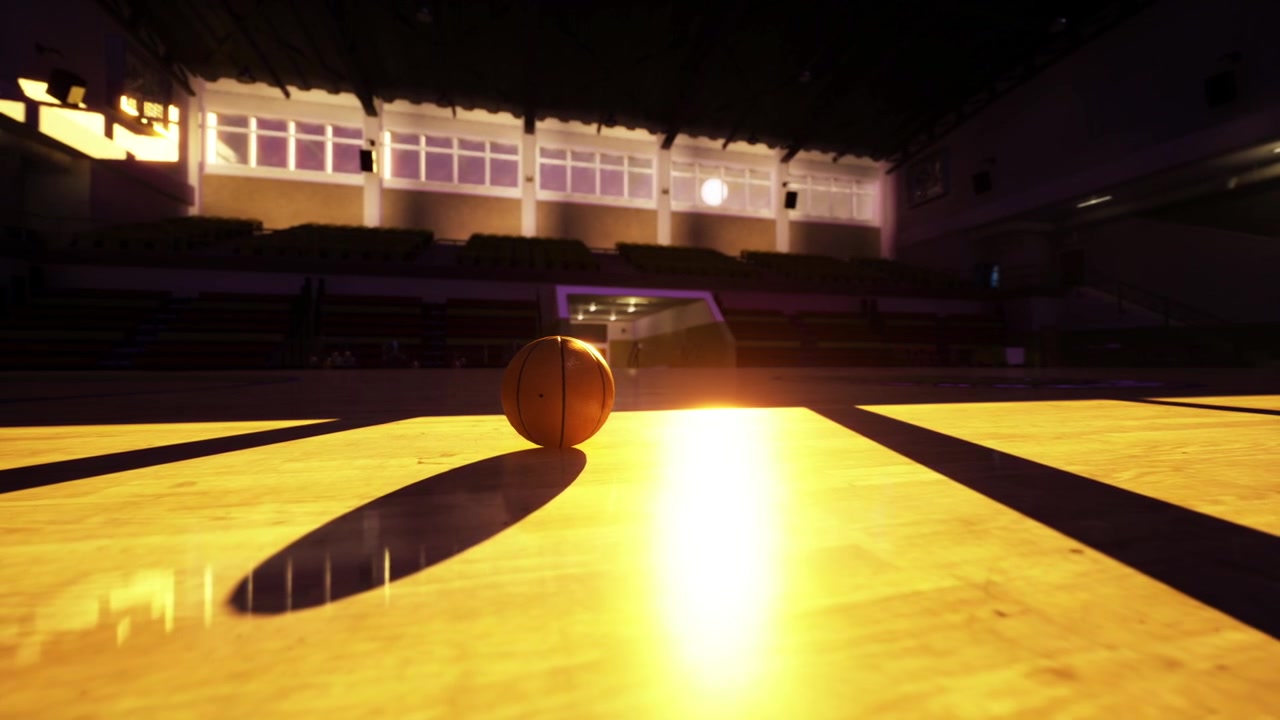 Ambiente sportivo dinamico evidenziato da forte luce solare e riflessi.