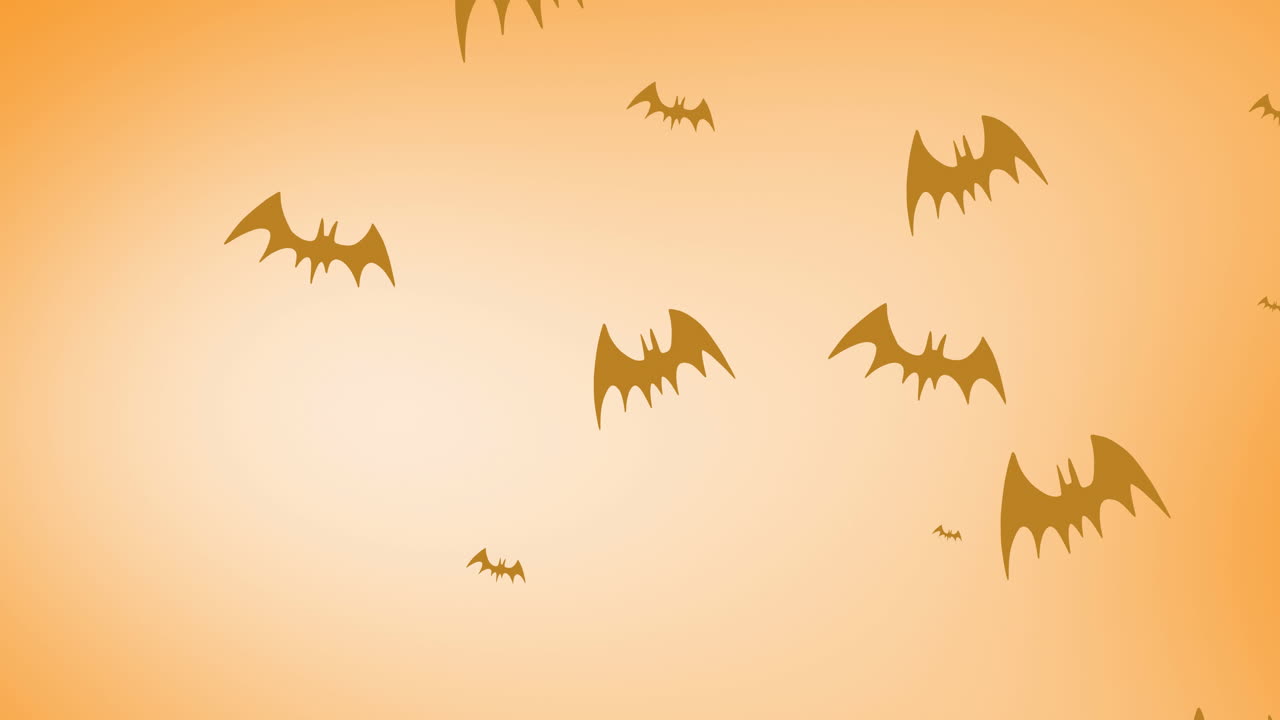 animación de murciélagos que caen sobre un fondo naranja