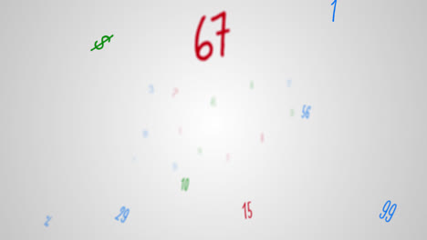 digital animation of colorful random letters and numbers moving against white background