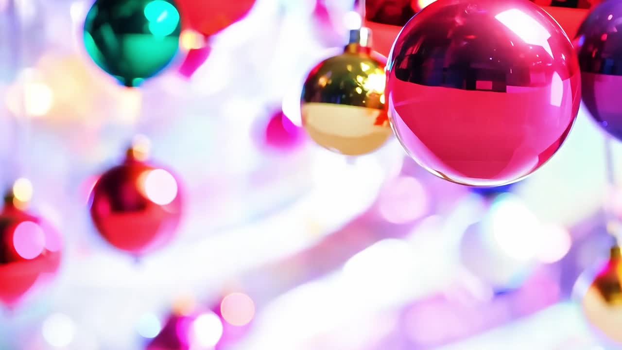 Nærbillede af farverigt julepynt