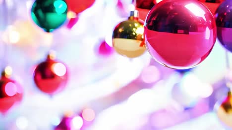 close-up of colorful christmas ornaments