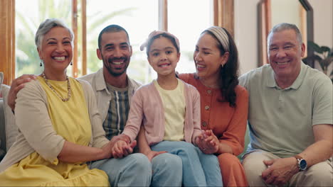 face, grandparents and mother with father