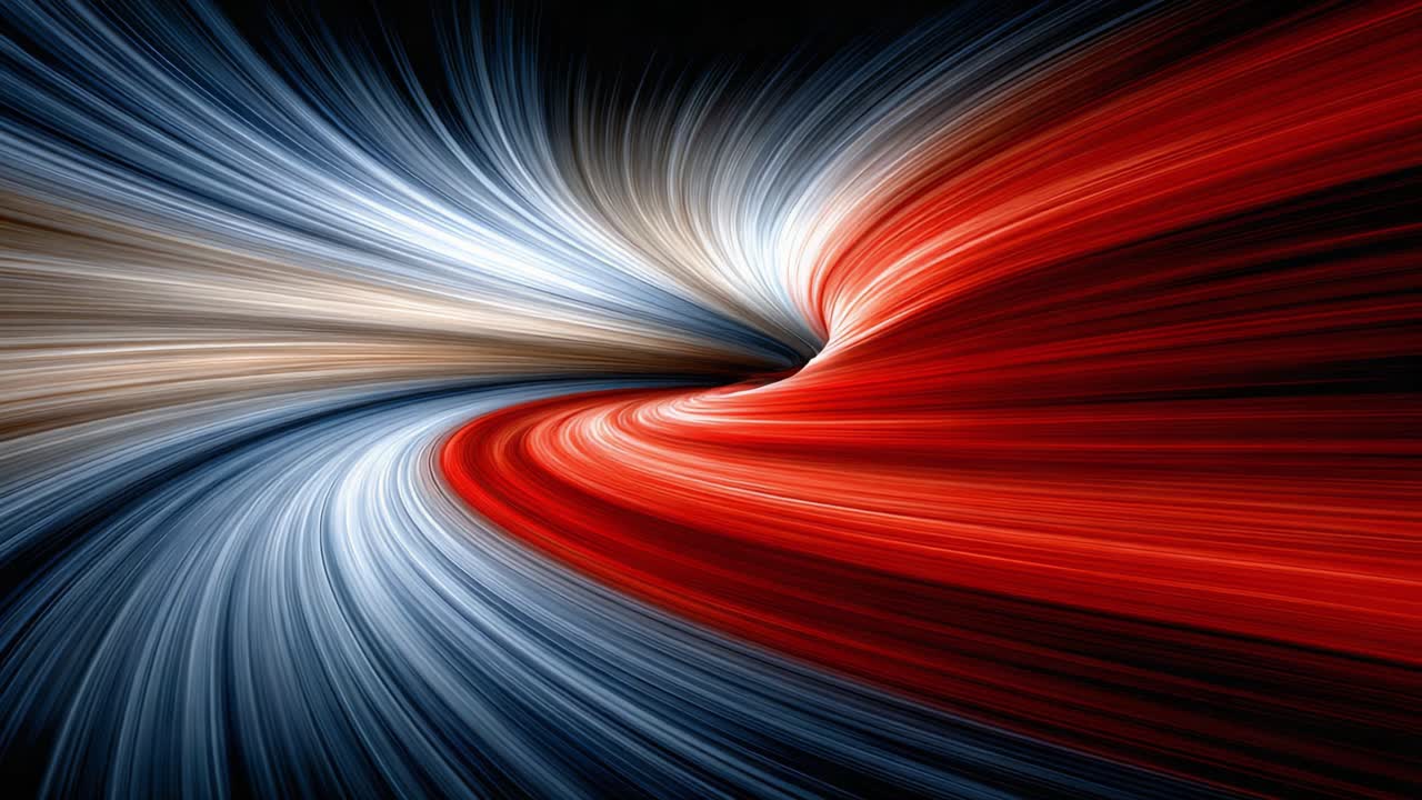 An Abstract Journey Through Color: A Spiraling Fusion of Red and Blue Tones in a Dynamic, Whirling Visual Experience Captivating the Viewer’s Imagination