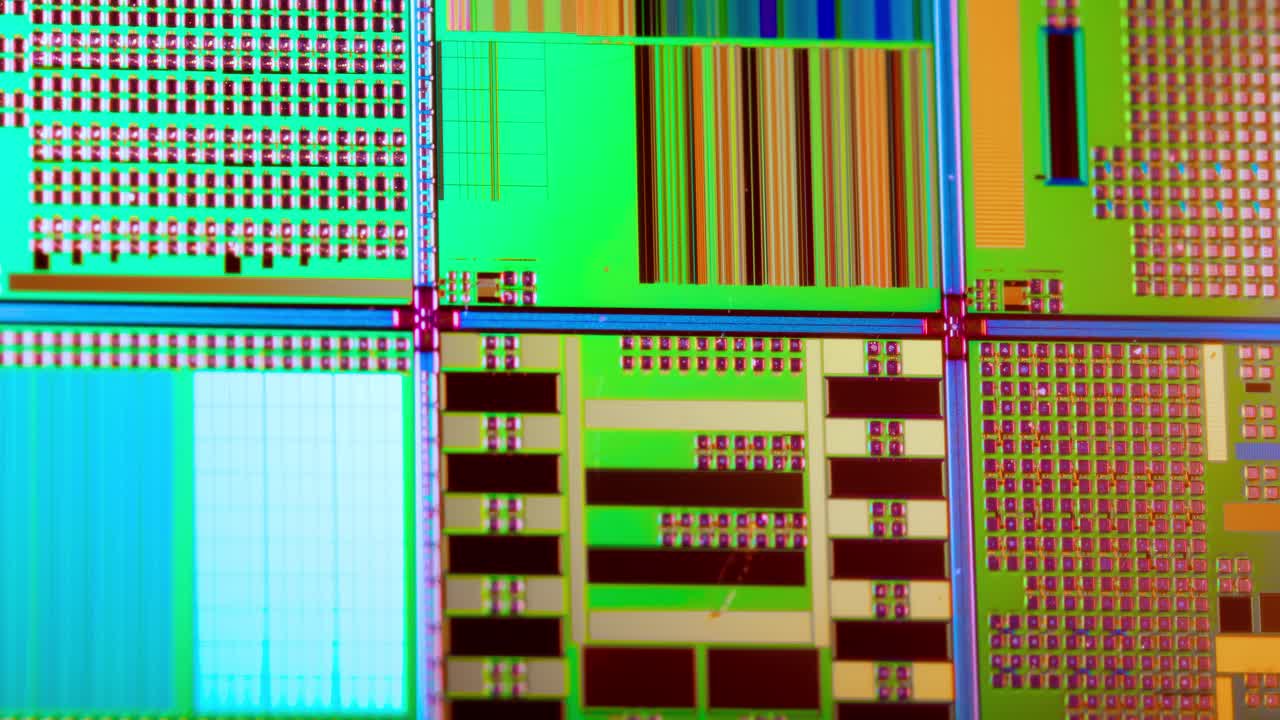 실리콘 반도체 웨이퍼 클로즈업. 전자공학에서, 웨이퍼는 슬라이스 또는 서브스트레이트라고도 불리며, 집적 회로의 제조에 사용되는 반도체, 결정성 실리콘의  ⁇ 은 슬라이스입니다.