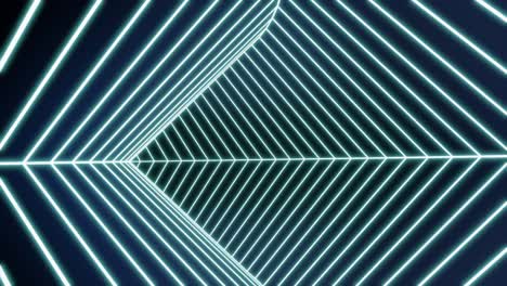 un túnel azul neón brillante. un diseño. una abstracción que brilla con diferentes colores y gira los ochenta grados en el interior.