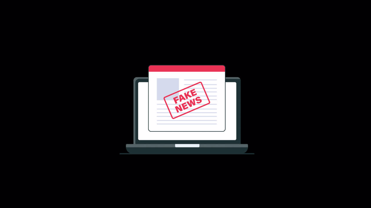 Laptop Displaying Fake News Article Animation