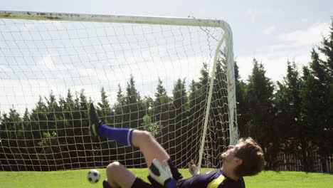 goalkeeper misses a save in the field