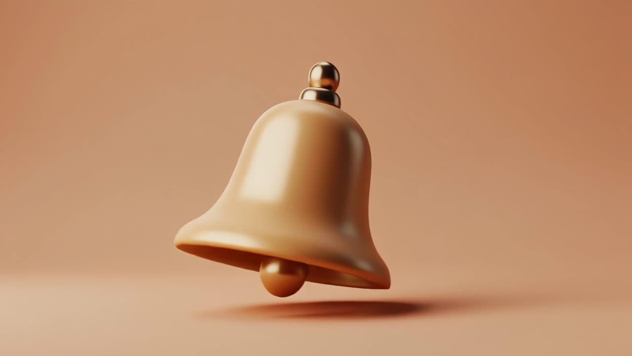 Icona di notifica animata con campana dorata che suona