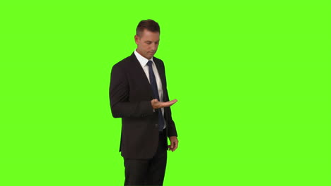 businessman standing with hand out