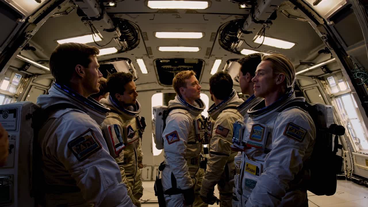 Astronauts in Spacecraft Interior