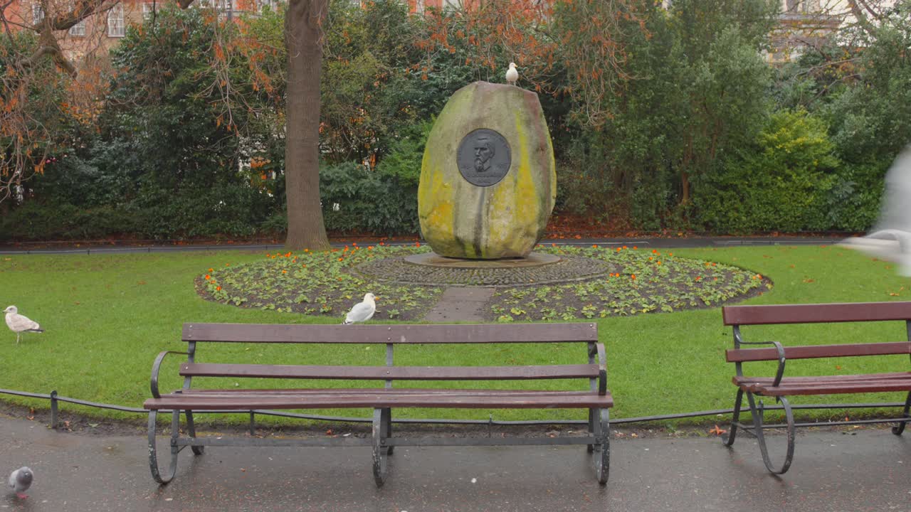 Benches And Gulls Near Jeremiah O'Donovan Rossa Memorial In St
