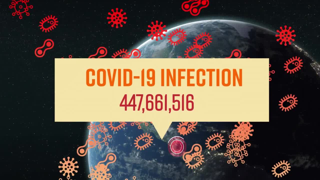 코로나 19 감염 텍스트는 코로나 19 세포 아이콘에 대한 사례가 증가하면서 전 세계적으로 떠다니고 있습니다.