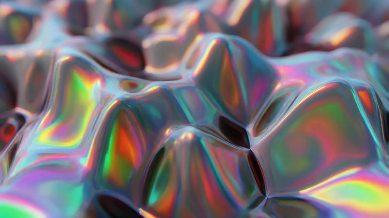 Superfície Abstrata de Líquido Iridescente com Movimento Ondulado