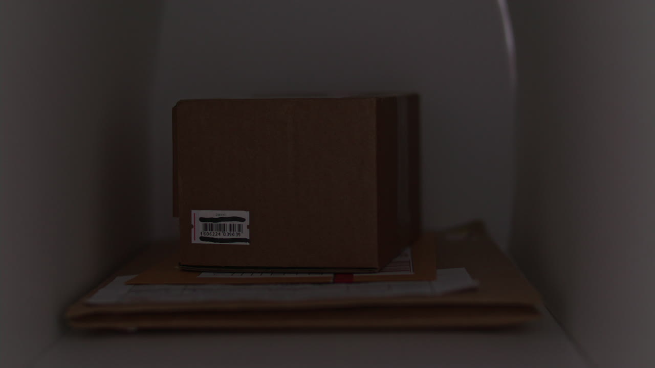Woman Smiling when Receiving Package and Letters from Mailbox