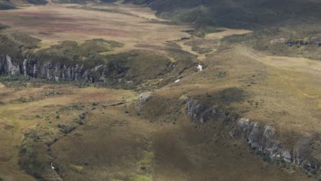 aerial view of a waterfall in the mountains of chimborazo, ecuador