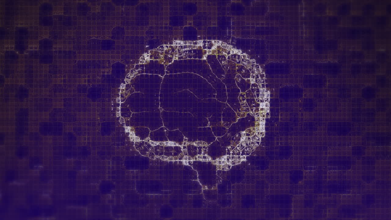 Animation of digital brain model over blue background