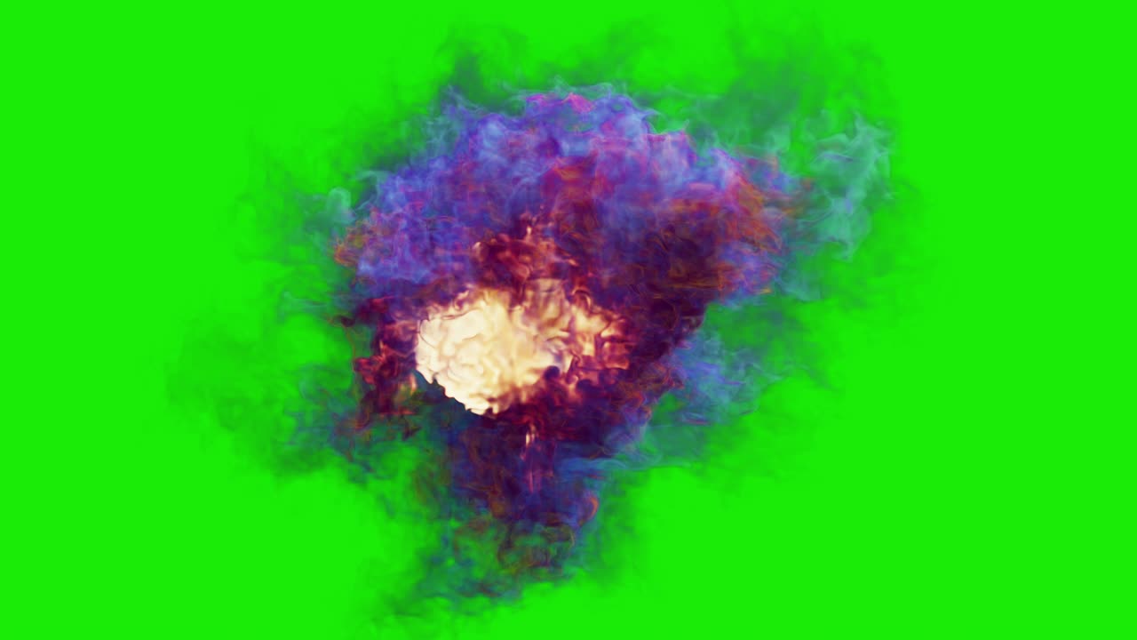 humo colorido, fuego nebulosa cósmica, bucle sin costuras, pantalla verde chromakey 4k