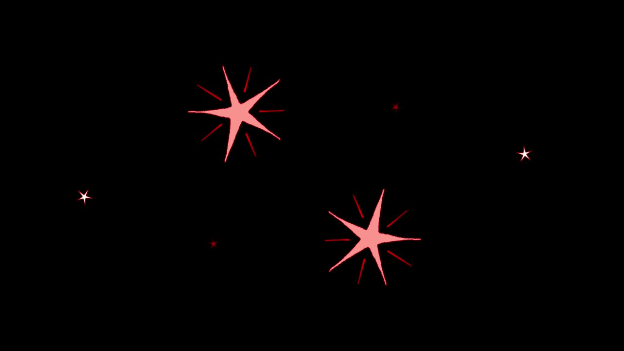 animación estrellas rojas en forma de chispas en fondo negro.