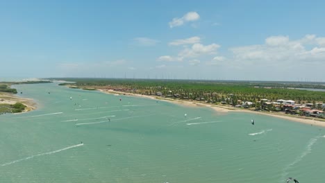 tomada de un avión no tripulado de la laguna de kitesurf frente a isla do guajiru