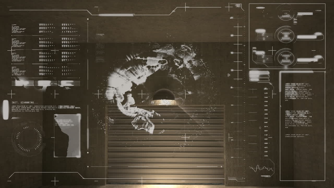 어두운 배경에서 데이터 처리의 애니메이션