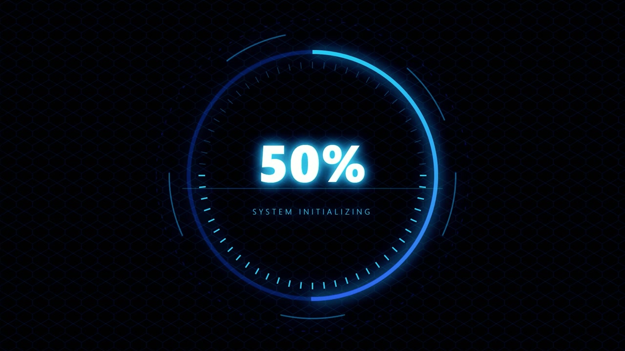 Digital Loading Progress Bar with System Initializing Text