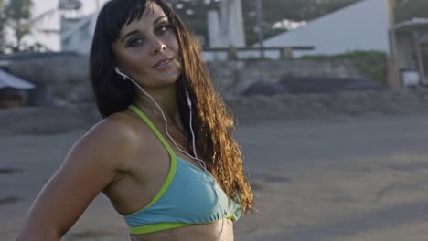 sporty woman on beach