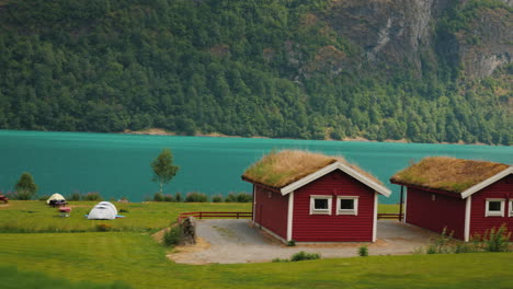 Go-Along-The-Campsite-On-The-Shore-Of-The-Fjord-In-Norway