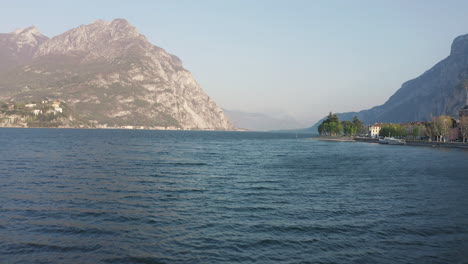 drone view on lake como, near lake